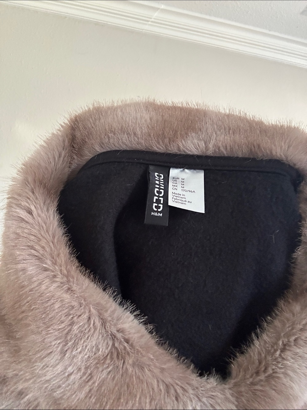 Divided Faux Fur Collar Cape in Taupe with Black Lining